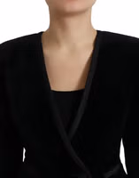 Black Velvet Cotton Double Breasted Jacket 4