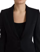 Black Wool Single Breasted Blazer Coat Jacket 4