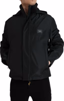 Black Polyester Logo Plaque Hooded Jacket 1