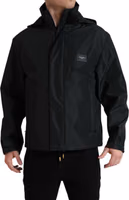 Black Polyester Logo Plaque Hooded Jacket 2