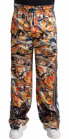 Multicolor Marble Print Satin Pants 1