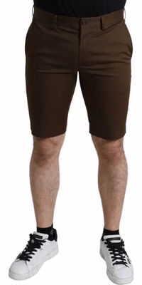 Brown Cotton Stretch Men Bermuda Shorts
