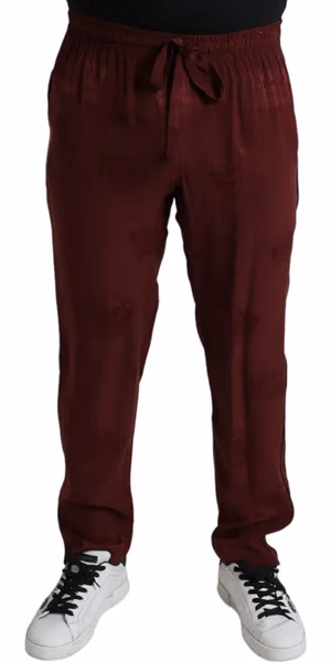 Maroon Crown Pattern Silk Pajama Pants
