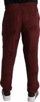 Maroon Crown Pattern Silk Pajama Pants 2