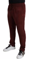 Maroon Crown Pattern Silk Pajama Pants 3