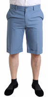 Sky Blue Cotton Folded Hem Men Bermuda Shorts 1
