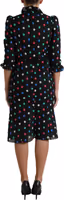 Black Polka Dot Ruffle Cotton Midi Dress 3