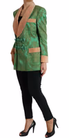 Green Floral Double Breasted Coat Jacket 2