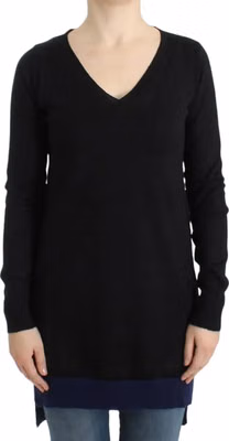 Black V-neck lightweight sweater