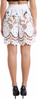 White Cotton Cutout High Waist Bermuda Shorts 3