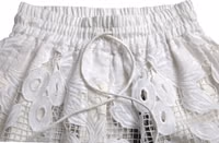 White Cotton Cutout High Waist Bermuda Shorts 5