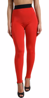 Red Nylon DG Logo Slim Leggings Pants 1