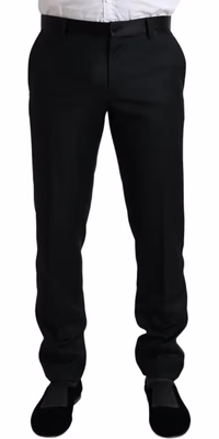 Black Wool Slim Fit Formal Trouser Dress Pants