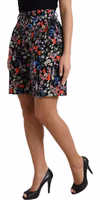 Black Floral High Waist Hot Pants Shorts 2