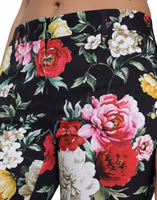 Black Floral Print Mid Waist Cropped Pants 5