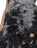 Black Gray Lace Cotton High Waist Denim Mini Skirt 4