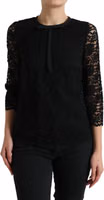 Black STAFF Blouse Floral Lace Nylon Top 1
