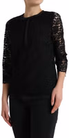Black STAFF Blouse Floral Lace Nylon Top 2