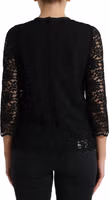 Black STAFF Blouse Floral Lace Nylon Top 3