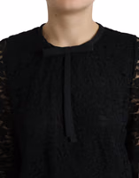 Black STAFF Blouse Floral Lace Nylon Top 4