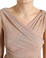 Beige Viscose V-neck Sleeveless Tank Top 3