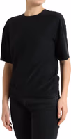 Black Silk Round Neck Short Sleeve Blouse Top 2