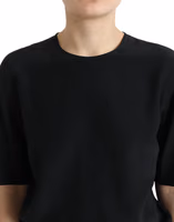 Black Silk Round Neck Short Sleeve Blouse Top 4