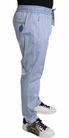 Light Blue Cotton Stretch Jogger Pants 3