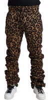 Brown Leopard Jacquard Jogger Pants 1