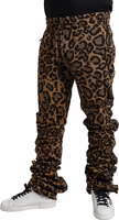 Brown Leopard Jacquard Jogger Pants 2