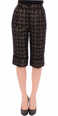 Black fabric shorts pants