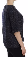 Blue gold key print silk blouse 4