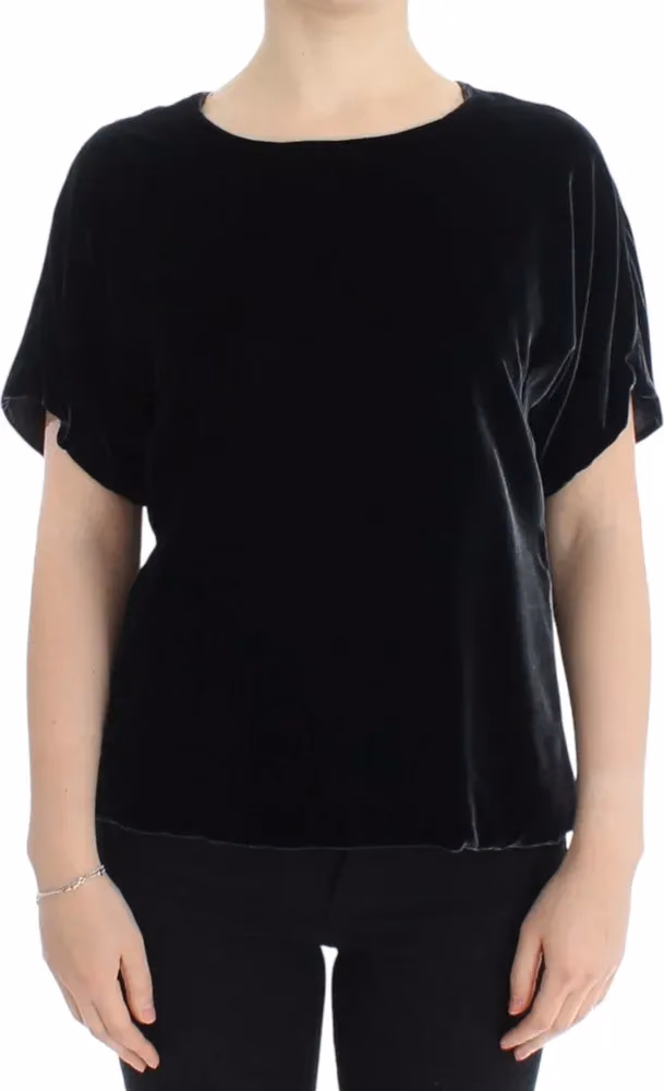 Black velvet shortsleeved blouse
