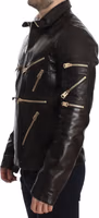 Brown Lambskin Leather Zipper Jacket 5