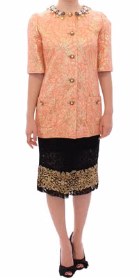 Pink Silk Brocade Crystal Jacket Coat