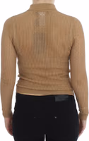 Beige Knitted Cotton Polo Cardigan Sweater 3