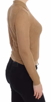 Beige Knitted Cotton Polo Cardigan Sweater 4