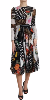 Multicolor Patchwork Floral Leopard Dress