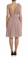 Pink One Shoulder Pleated Lame Tulle Dress 3