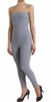 Gray Nylon Strapless Bodycon Jumpsuit Dress 2