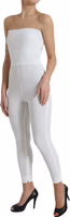 White Nylon Strapless Bodycon Jumpsuit Dress 2
