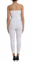 White Nylon Strapless Bodycon Jumpsuit Dress 3