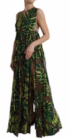 Green Banana Leaf Sleeveless Long Maxi Dress 2