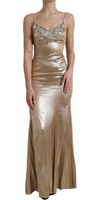 Metallic Gold Crystal Embellished Gown Dress 1