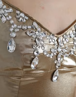 Metallic Gold Crystal Embellished Gown Dress 5