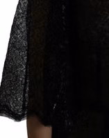 Black Floral Lace Sheer A-line Midi Dress 5