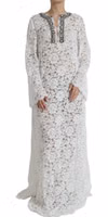 White Lace Crystal Embellished Shift Dress 1