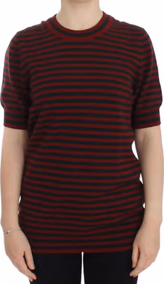 Red Gray Cashmere Short Sleeve Sweater