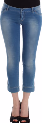 Beachwear Blue Jeans Capri Pants Cropped
