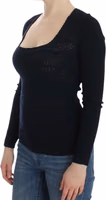 Blue Knitted Wool Stretch Sweater Top 2